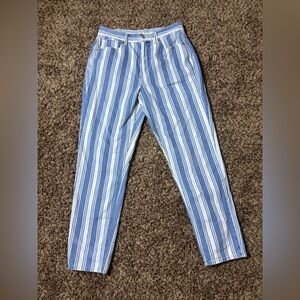 American Eagle Outfitters Mom Jeans Striped Blue White 100% Cotton Denim Women